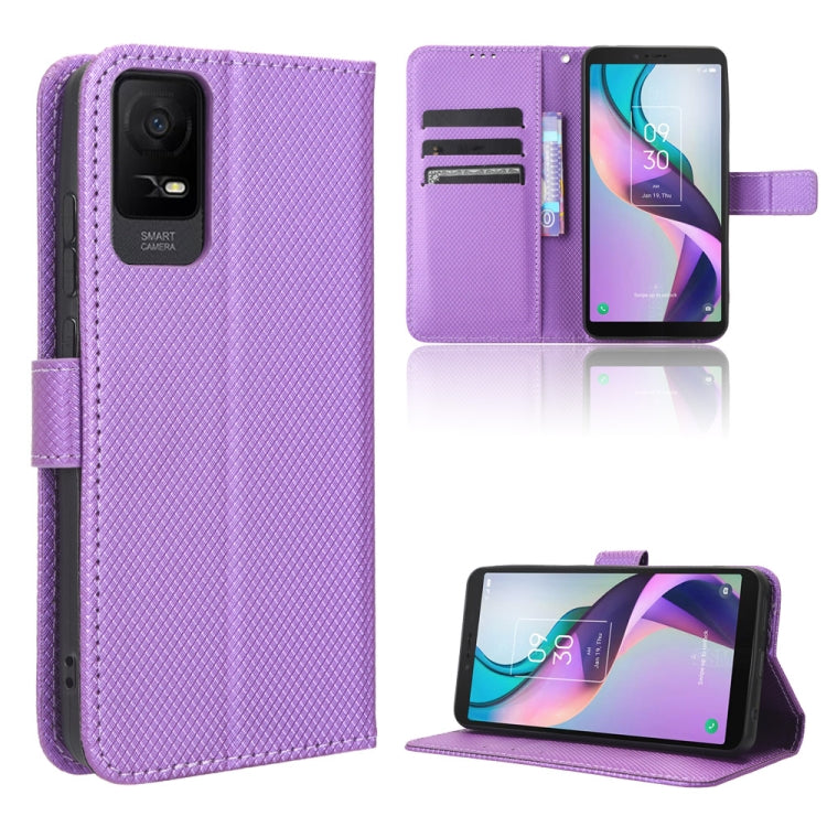 Custodia per telefono in pelle con trama a diamante, For TCL ION X