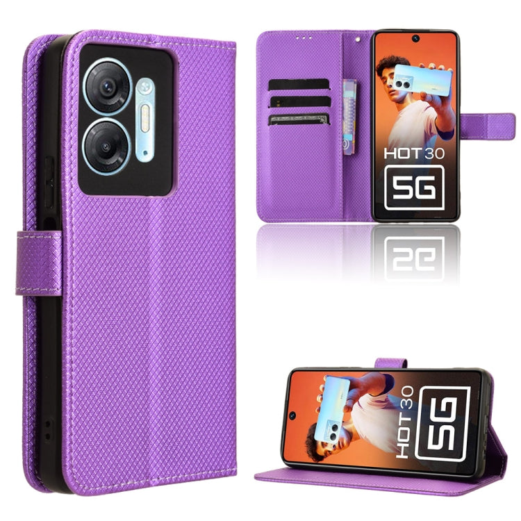 Custodia in pelle con trama a diamante per Infinix Hot 30 5G e modelli