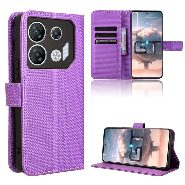 Custodia in pelle con trama a diamante per Infinix Hot 30 5G e modelli