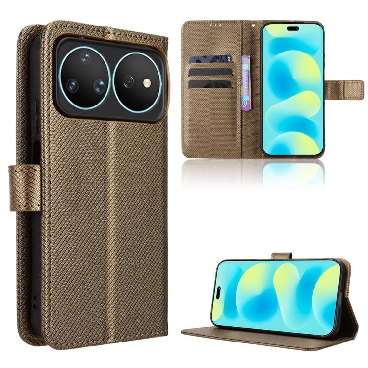 Custodia in pelle con trama a diamante per Huawei nova Y74 4G e modelli
