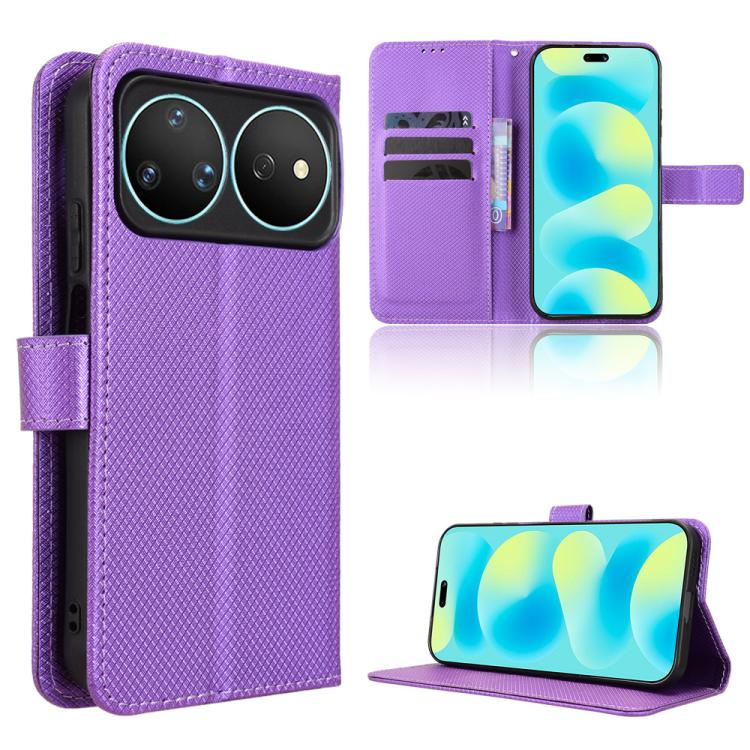 Custodia in pelle con trama a diamante per Huawei nova Y74 4G e modelli