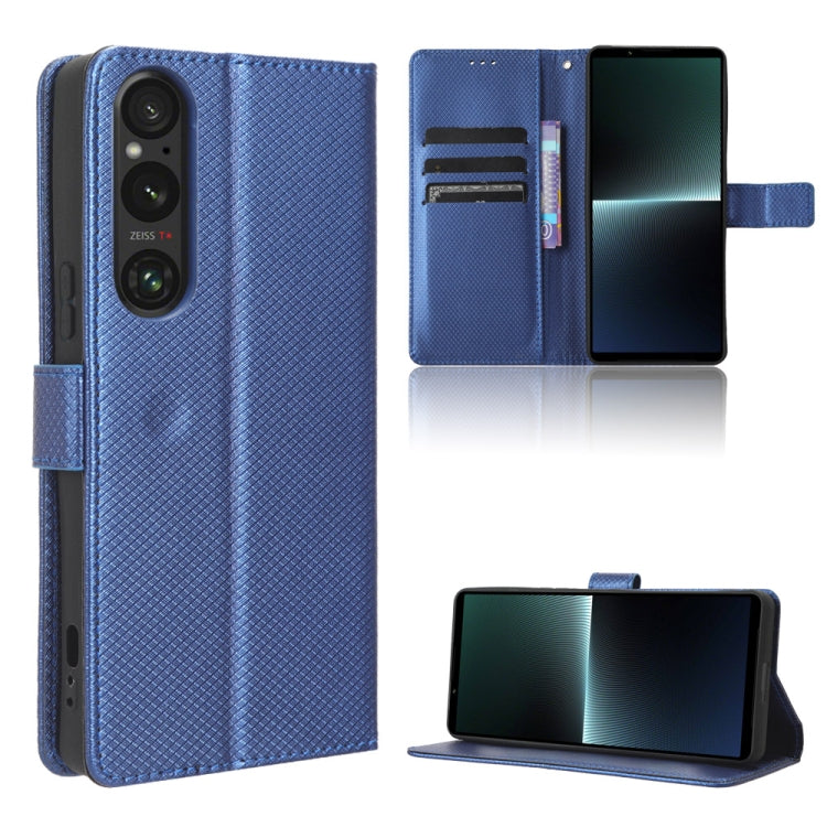 Custodia in pelle con trama a diamante per Sony Xperia 1 VI 2024 e modelli