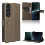 Custodia in pelle con trama a diamante per Sony Xperia 1 VI 2024 e modelli