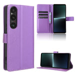 Custodia in pelle con trama a diamante per Sony Xperia 1 VI 2024 e modelli