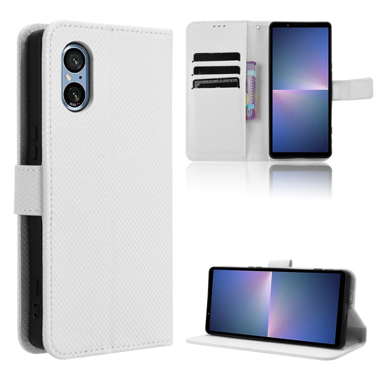Custodia in pelle con trama a diamante per Sony Xperia 1 VI 2024 e modelli