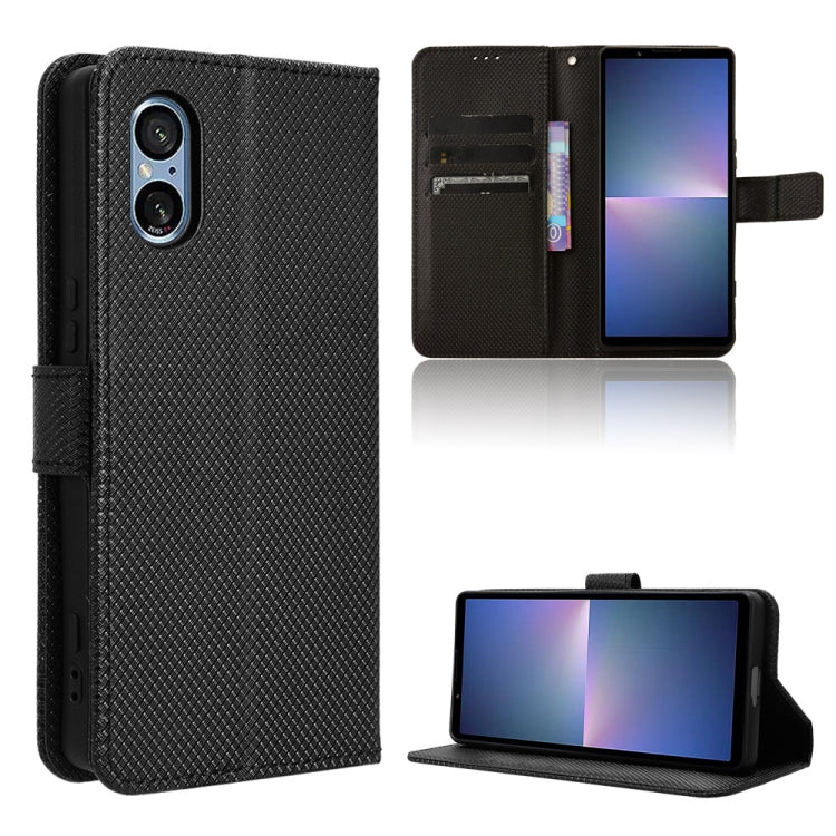 Custodia in pelle con trama a diamante per Sony Xperia 1 VI 2024 e modelli