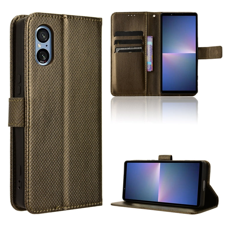 Custodia in pelle con trama a diamante per Sony Xperia 1 VI 2024 e modelli