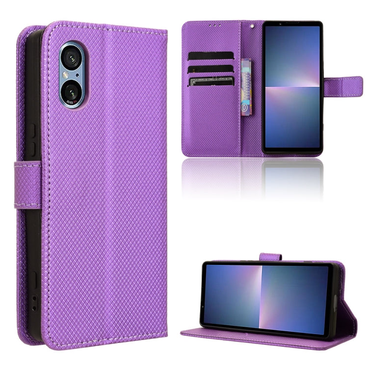 Custodia in pelle con trama a diamante per Sony Xperia 1 VI 2024 e modelli