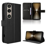Custodia in pelle con trama a diamante per Sony Xperia 1 VI 2024 e modelli