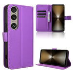 Custodia in pelle con trama a diamante per Sony Xperia 1 VI 2024 e modelli