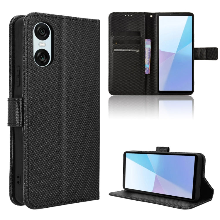 Custodia in pelle con trama a diamante per Sony Xperia 1 VI 2024 e modelli
