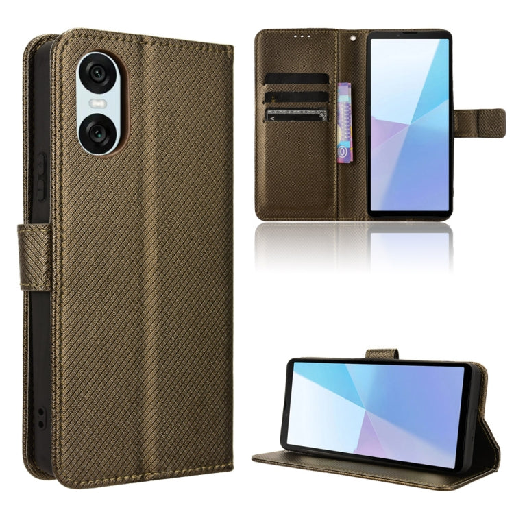 Custodia in pelle con trama a diamante per Sony Xperia 1 VI 2024 e modelli