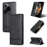 AZNS Custodia per telefono in pelle a conchiglia con struttura in vitello magnetico, For Huawei Pura 70 Pro / 70 Pro+, For Huawei Pura 70 Pro / 70 Pro+ Fine Hole, For Huawei Pura 70 Ultra, For Huawei Enjoy 70 Pro/nova 12i