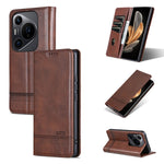 AZNS Custodia per telefono in pelle a conchiglia con struttura in vitello magnetico, For Huawei Pura 70 Pro / 70 Pro+, For Huawei Pura 70 Pro / 70 Pro+ Fine Hole, For Huawei Pura 70 Ultra, For Huawei Enjoy 70 Pro/nova 12i