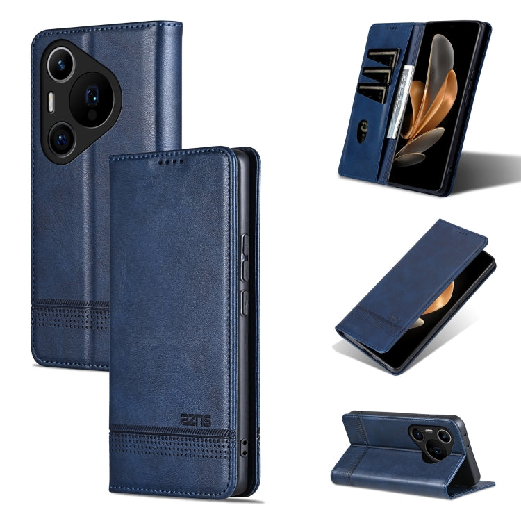 AZNS Custodia per telefono in pelle a conchiglia con struttura in vitello magnetico, For Huawei Pura 70 Pro / 70 Pro+, For Huawei Pura 70 Pro / 70 Pro+ Fine Hole, For Huawei Pura 70 Ultra, For Huawei Enjoy 70 Pro/nova 12i