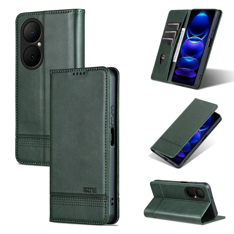 AZNS Custodia per telefono in pelle a conchiglia con struttura in vitello magnetico, For Huawei Nova 14 Ultra, For Huawei Nova 14 Pro, For Huawei Nova 14, For Huawei Enjoy 80