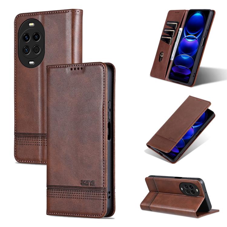 AZNS Custodia per telefono in pelle a conchiglia con struttura in vitello magnetico, For Huawei Nova 14 Ultra, For Huawei Nova 14 Pro, For Huawei Nova 14, For Huawei Enjoy 80