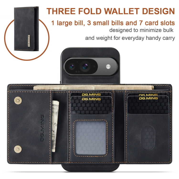 DG.MING M1 Series 3-Fold Multi Card Wallet + custodia magnetica per telefono, For Google Pixel 9 / 9 Pro, For Google Pixel 8a, For Google Pixel 8 Pro, For Google Pixel 8