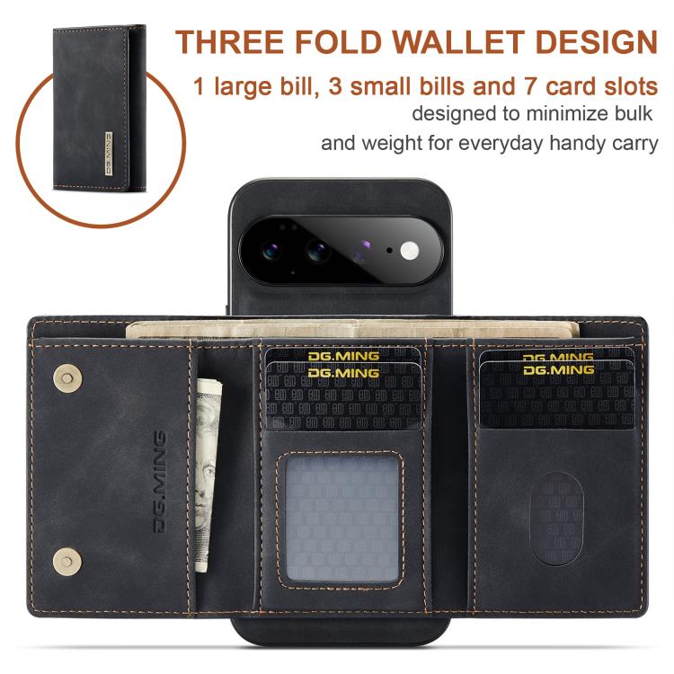 DG.MING M1 Series 3-Fold Multi Card Wallet + custodia magnetica per telefono, For Google Pixel 11 Pro XL, For Google Pixel 11, For Google Pixel 11 Pro, For Google Pixel 10a