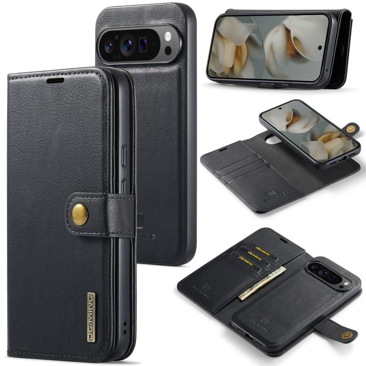 Custodia per telefono in pelle magnetica staccabile con struttura Crazy Horse DG.MING, For Google Pixel 10 Pro XL, For Google Pixel 10 / 10 Pro, For Google Pixel 9a, For Google Pixel 8a