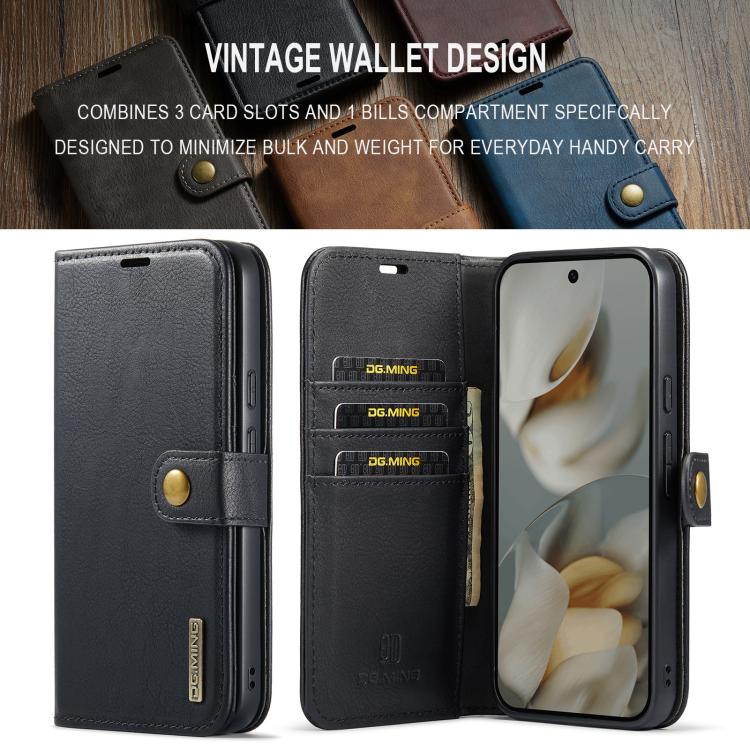 Custodia per telefono in pelle magnetica staccabile con struttura Crazy Horse DG.MING, For Google Pixel 10 Pro XL, For Google Pixel 10 / 10 Pro, For Google Pixel 9a, For Google Pixel 8a