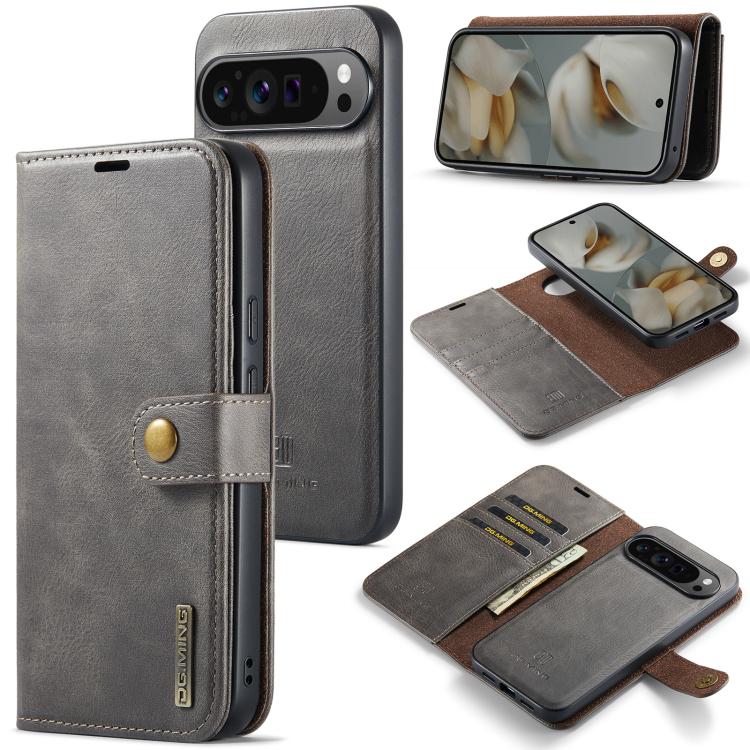 Custodia per telefono in pelle magnetica staccabile con struttura Crazy Horse DG.MING, For Google Pixel 10 Pro XL, For Google Pixel 10 / 10 Pro, For Google Pixel 9a, For Google Pixel 8a