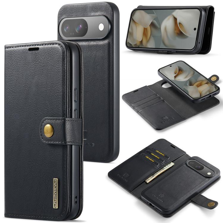 Custodia per telefono in pelle magnetica staccabile con struttura Crazy Horse DG.MING, For Google Pixel 10 Pro XL, For Google Pixel 10 / 10 Pro, For Google Pixel 9a, For Google Pixel 8a