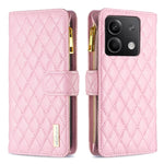 Custodia per telefono a conchiglia in pelle con portafoglio con cerniera Diamond Lattice, For Xiaomi Redmi Note 13 Pro 4G Global, For Xiaomi Poco M6 Pro 4G, For Xiaomi Redmi A3, For Xiaomi Redmi Note 13 4G Global