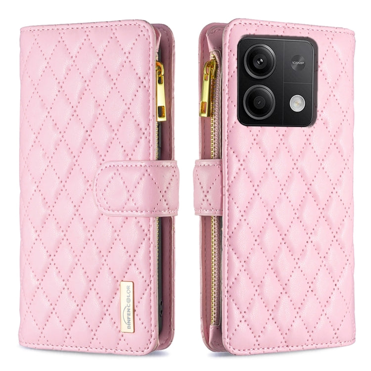 Custodia per telefono a conchiglia in pelle con portafoglio con cerniera Diamond Lattice, For Xiaomi Redmi Note 13 Pro 4G Global, For Xiaomi Poco M6 Pro 4G, For Xiaomi Redmi A3, For Xiaomi Redmi Note 13 4G Global