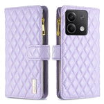 Custodia per telefono a conchiglia in pelle con portafoglio con cerniera Diamond Lattice, For Xiaomi Redmi Note 13 Pro 4G Global, For Xiaomi Poco M6 Pro 4G, For Xiaomi Redmi A3, For Xiaomi Redmi Note 13 4G Global