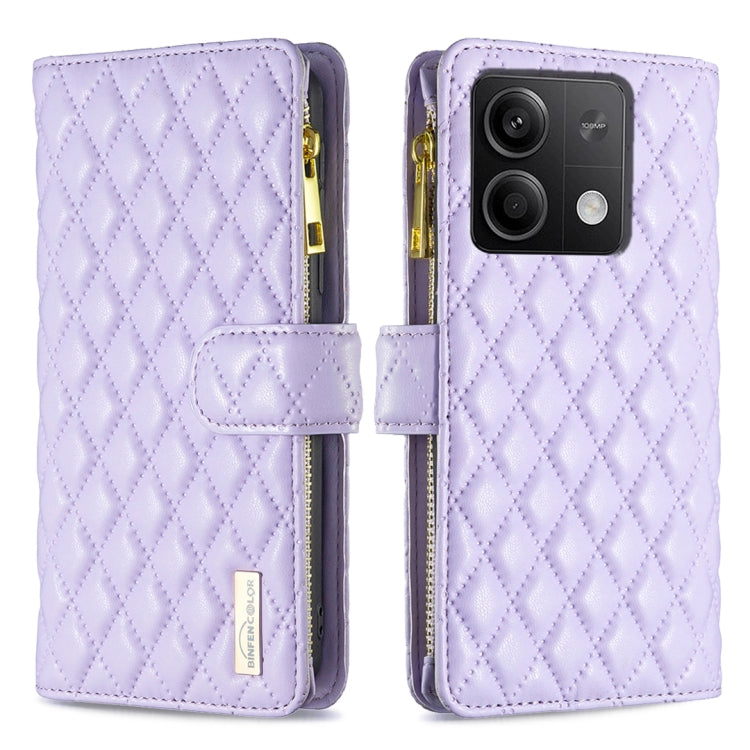 Custodia per telefono a conchiglia in pelle con portafoglio con cerniera Diamond Lattice, For Xiaomi Redmi Note 13 Pro 4G Global, For Xiaomi Poco M6 Pro 4G, For Xiaomi Redmi A3, For Xiaomi Redmi Note 13 4G Global