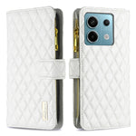 Custodia per telefono a conchiglia in pelle con portafoglio con cerniera Diamond Lattice, For Xiaomi Redmi Note 13 Pro 4G Global, For Xiaomi Poco M6 Pro 4G, For Xiaomi Redmi A3, For Xiaomi Redmi Note 13 4G Global