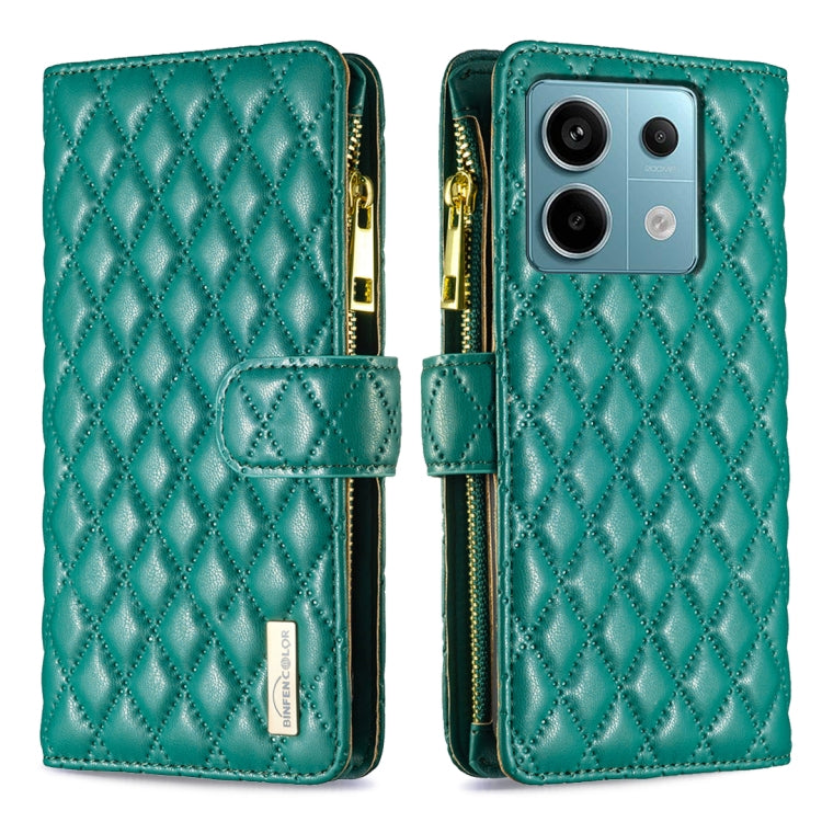 Custodia per telefono a conchiglia in pelle con portafoglio con cerniera Diamond Lattice, For Xiaomi Redmi Note 13 Pro 4G Global, For Xiaomi Poco M6 Pro 4G, For Xiaomi Redmi A3, For Xiaomi Redmi Note 13 4G Global