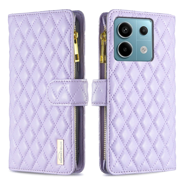 Custodia per telefono a conchiglia in pelle con portafoglio con cerniera Diamond Lattice, For Xiaomi Redmi Note 13 Pro 4G Global, For Xiaomi Poco M6 Pro 4G, For Xiaomi Redmi A3, For Xiaomi Redmi Note 13 4G Global
