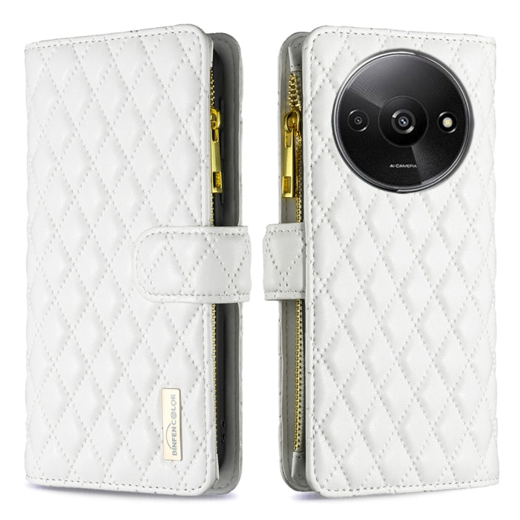 Custodia per telefono a conchiglia in pelle con portafoglio con cerniera Diamond Lattice, For Xiaomi Redmi Note 13 Pro 4G Global, For Xiaomi Poco M6 Pro 4G, For Xiaomi Redmi A3, For Xiaomi Redmi Note 13 4G Global