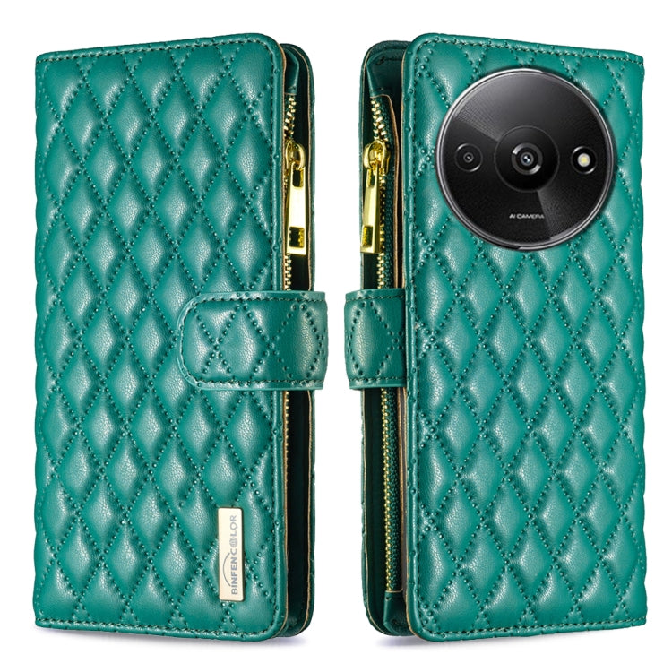 Custodia per telefono a conchiglia in pelle con portafoglio con cerniera Diamond Lattice, For Xiaomi Redmi Note 13 Pro 4G Global, For Xiaomi Poco M6 Pro 4G, For Xiaomi Redmi A3, For Xiaomi Redmi Note 13 4G Global