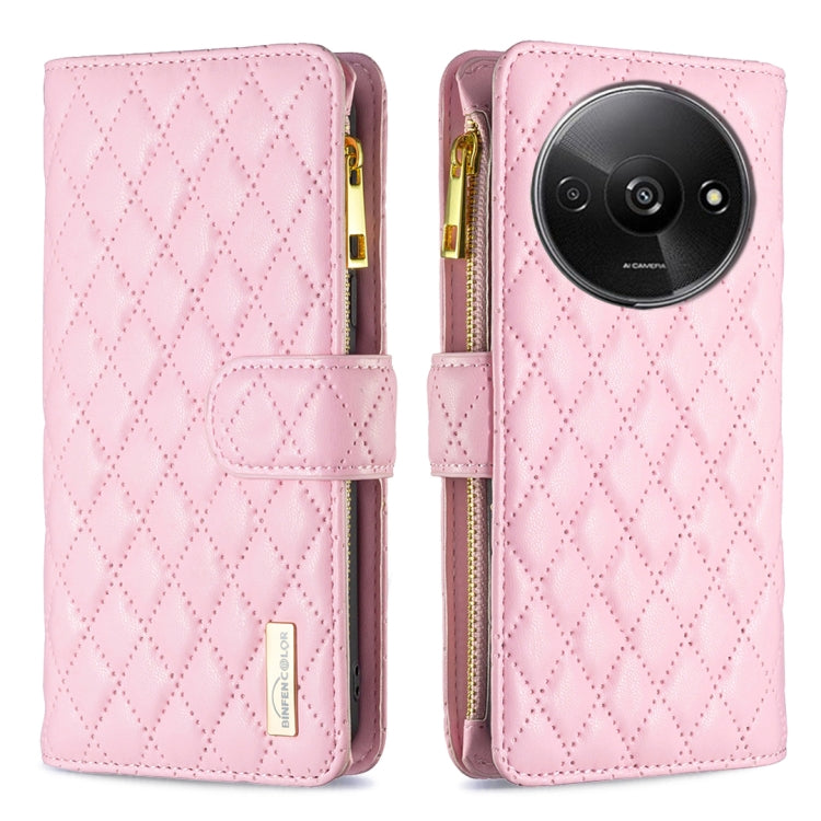 Custodia per telefono a conchiglia in pelle con portafoglio con cerniera Diamond Lattice, For Xiaomi Redmi Note 13 Pro 4G Global, For Xiaomi Poco M6 Pro 4G, For Xiaomi Redmi A3, For Xiaomi Redmi Note 13 4G Global