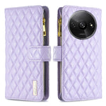 Custodia per telefono a conchiglia in pelle con portafoglio con cerniera Diamond Lattice, For Xiaomi Redmi Note 13 Pro 4G Global, For Xiaomi Poco M6 Pro 4G, For Xiaomi Redmi A3, For Xiaomi Redmi Note 13 4G Global