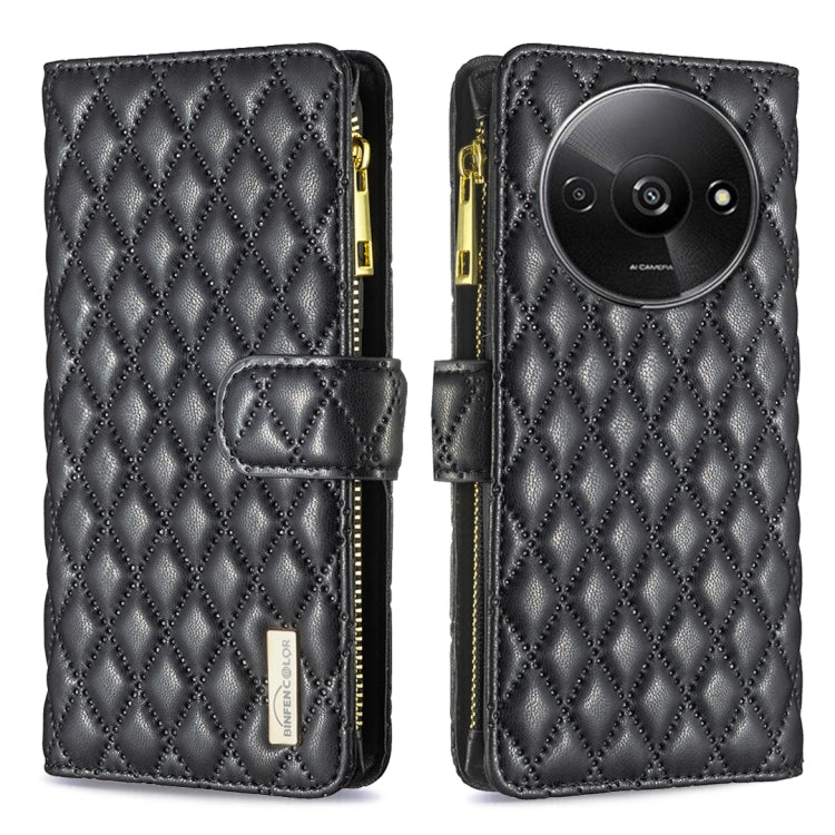Custodia per telefono a conchiglia in pelle con portafoglio con cerniera Diamond Lattice, For Xiaomi Redmi Note 13 Pro 4G Global, For Xiaomi Poco M6 Pro 4G, For Xiaomi Redmi A3, For Xiaomi Redmi Note 13 4G Global
