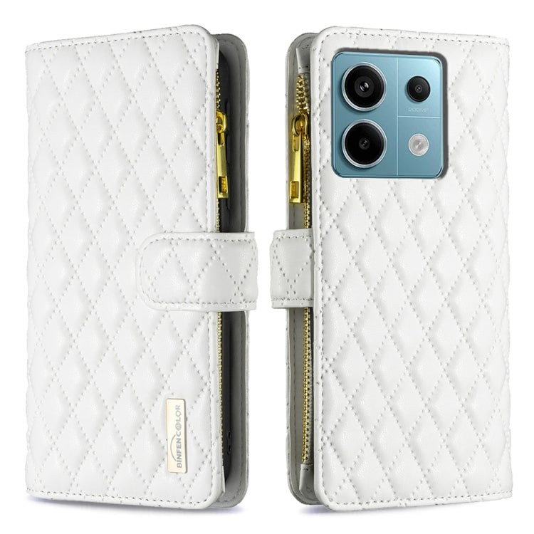 Custodia per telefono a conchiglia in pelle con portafoglio con cerniera Diamond Lattice, For Xiaomi Redmi Note 13 Pro 4G Global, For Xiaomi Poco M6 Pro 4G, For Xiaomi Redmi A3, For Xiaomi Redmi Note 13 4G Global