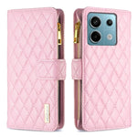 Custodia per telefono a conchiglia in pelle con portafoglio con cerniera Diamond Lattice, For Xiaomi Redmi Note 13 Pro 4G Global, For Xiaomi Poco M6 Pro 4G, For Xiaomi Redmi A3, For Xiaomi Redmi Note 13 4G Global