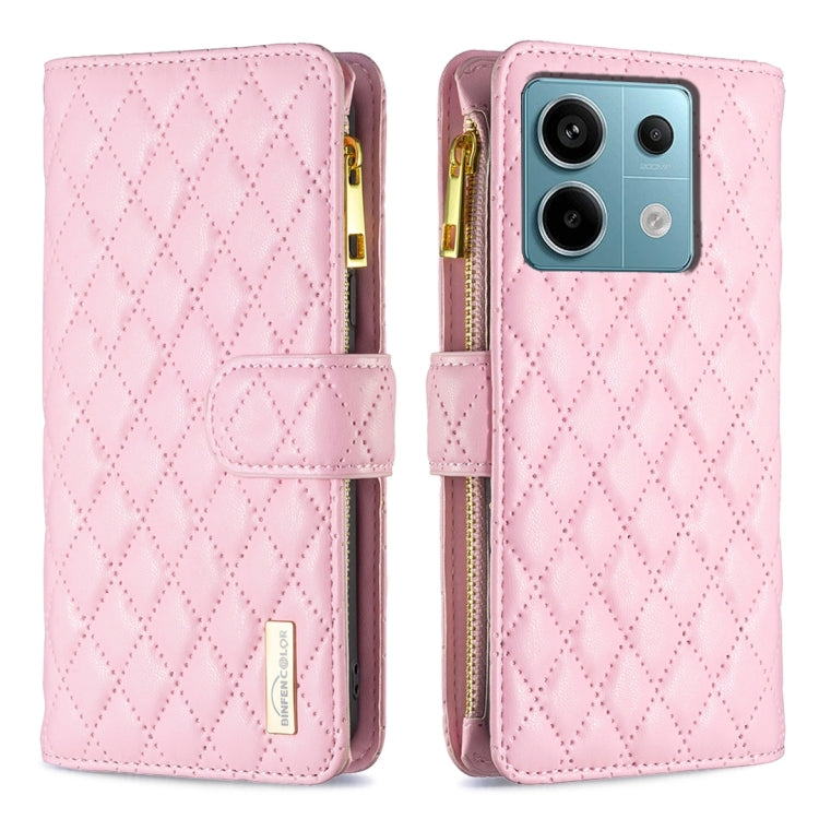 Custodia per telefono a conchiglia in pelle con portafoglio con cerniera Diamond Lattice, For Xiaomi Redmi Note 13 Pro 4G Global, For Xiaomi Poco M6 Pro 4G, For Xiaomi Redmi A3, For Xiaomi Redmi Note 13 4G Global