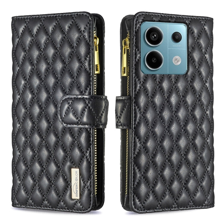Custodia per telefono a conchiglia in pelle con portafoglio con cerniera Diamond Lattice, For Xiaomi Redmi Note 13 Pro 4G Global, For Xiaomi Poco M6 Pro 4G, For Xiaomi Redmi A3, For Xiaomi Redmi Note 13 4G Global