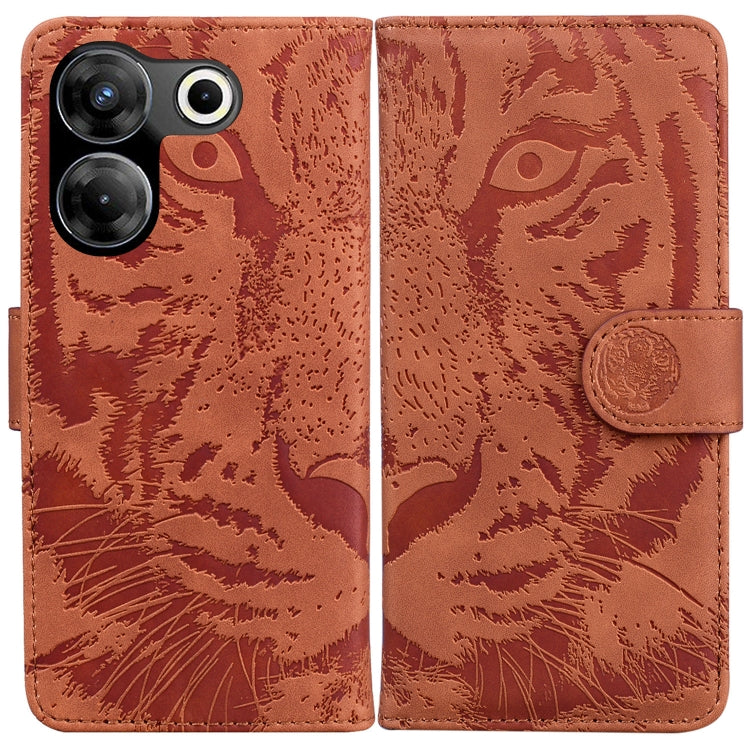 Custodia in pelle con motivo a tigre per Tecno Camon 20 Pro 5G