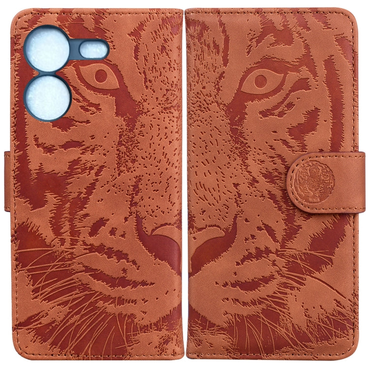 Custodia in pelle con motivo a tigre per Tecno Camon 20 Pro 5G