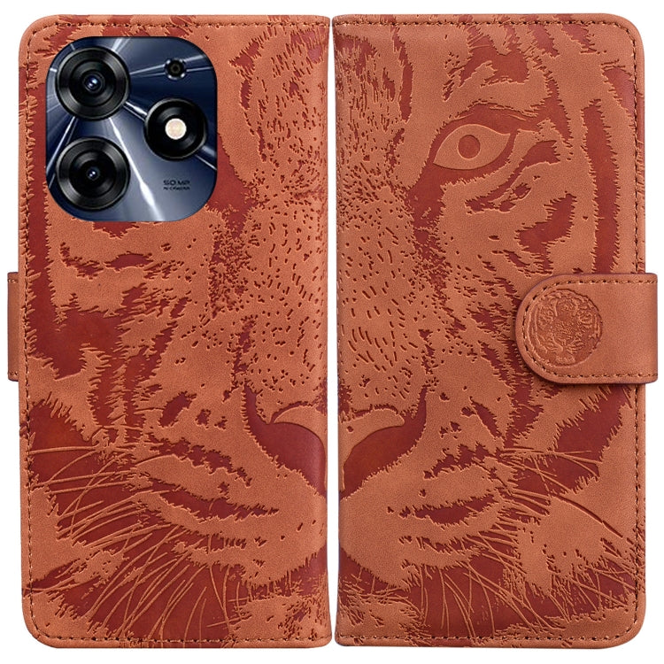 Custodia in pelle con motivo a tigre per Tecno Camon 20 Pro 5G