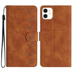 Custodia in pelle goffrata con farfalle per iPhone 12 e 13