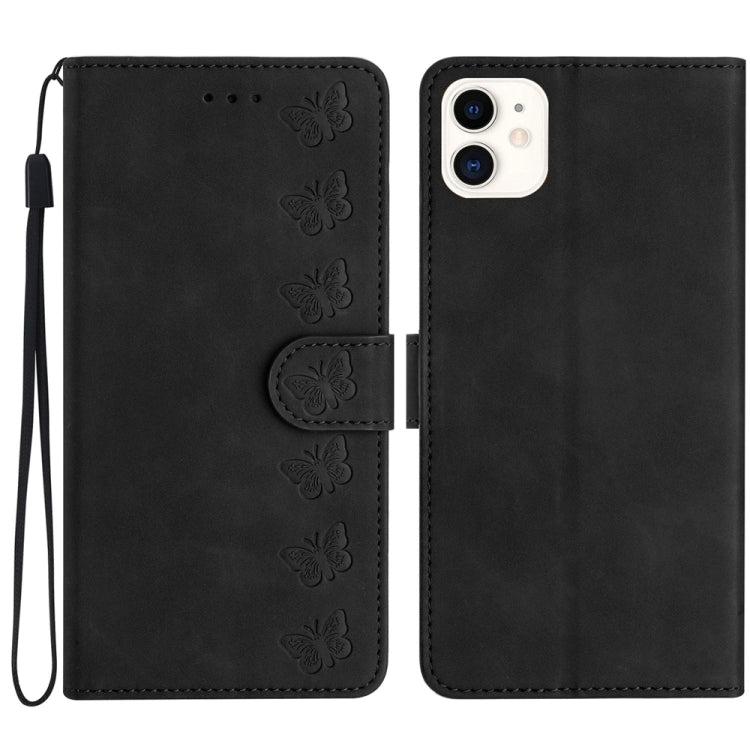 Custodia in pelle goffrata con farfalle per iPhone 12 e 13
