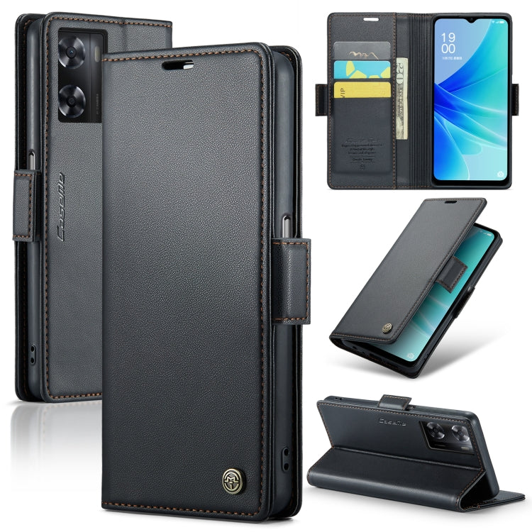 Custodia in pelle antifurto RFID con fibbia per OPPO A57 4G e A57s 4G