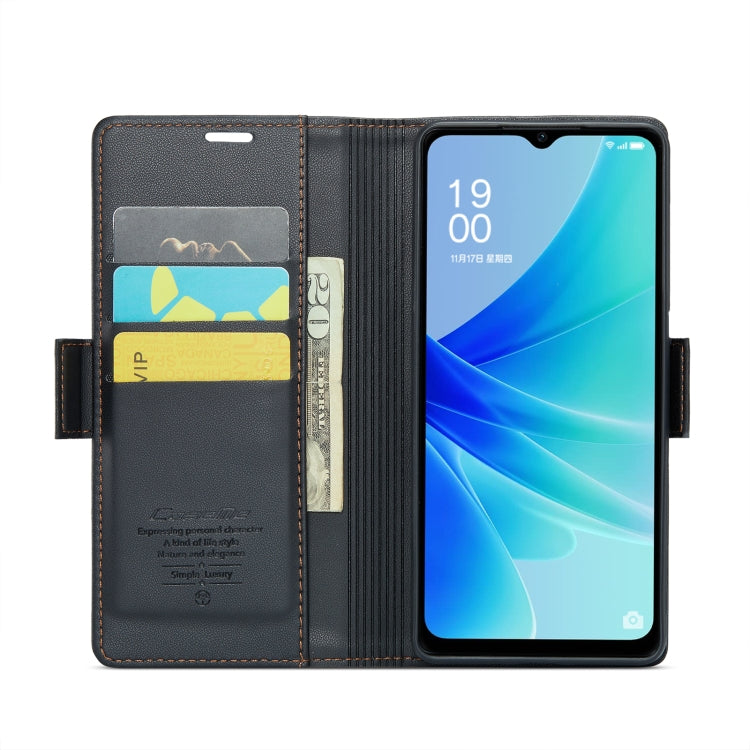 Custodia in pelle antifurto RFID con fibbia per OPPO A57 4G e A57s 4G